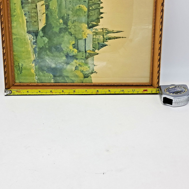 Neuchâtel Castle Switzerland-Water Color Painting-Maza - 17in x1 3 In -Framed gallery