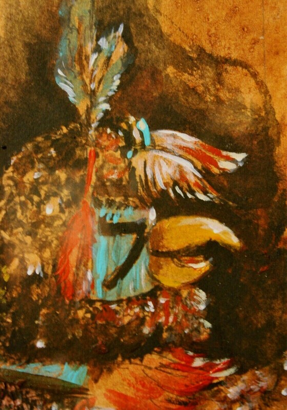 SIGNED SMALL ARTWORK NATIVE TRIBAL "EAGLE DANCER" KACHINA ART by MISHA AMBROSIA gallery