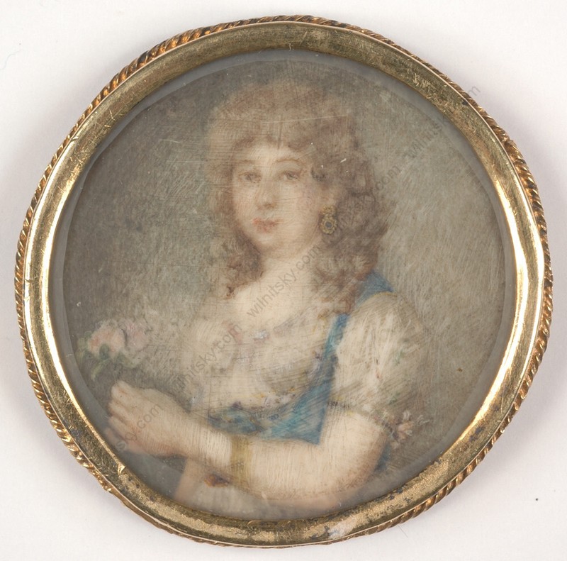 «Young lady with rose», French miniature, 1780/90s