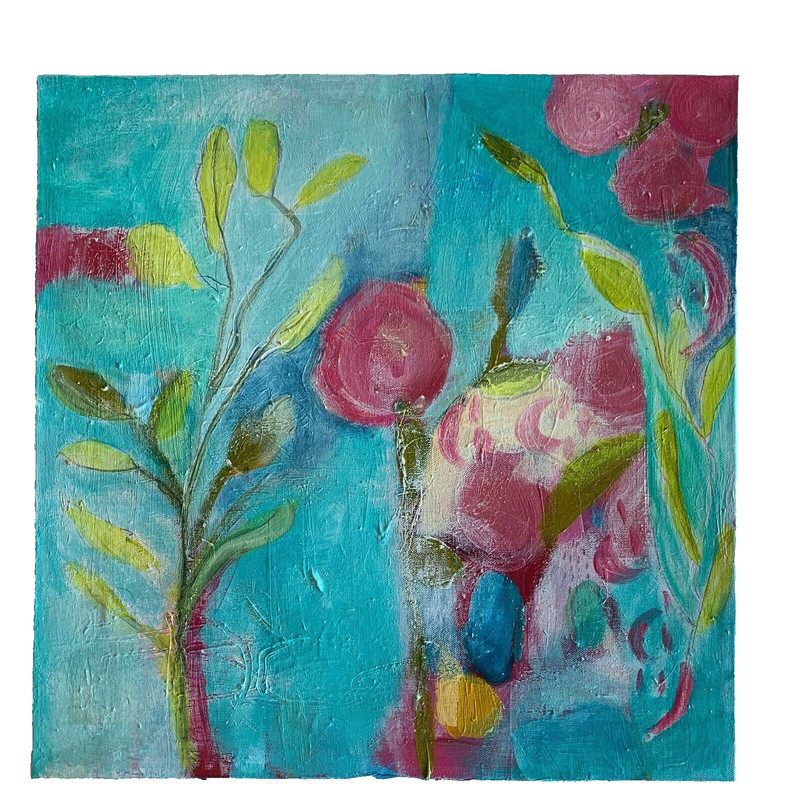 Original Abstract Painting BRIGHT & COLORFUL Art Canvas Signed #34 New Growth