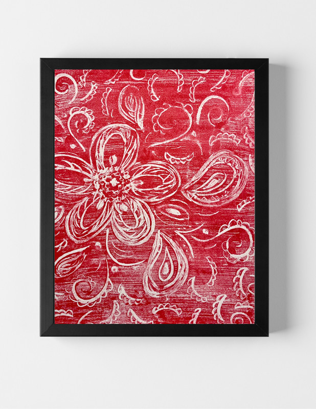 GUAJARDO Original Modern Expressionism Flower Paisley 14X17 Paper Signed Art