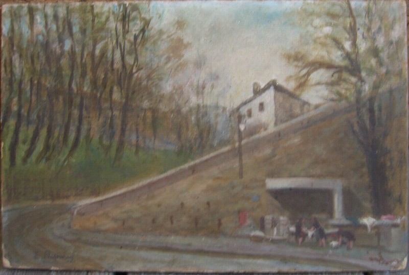 Old City France around 1900 Impressionist Signed Titled Miniature Antique
