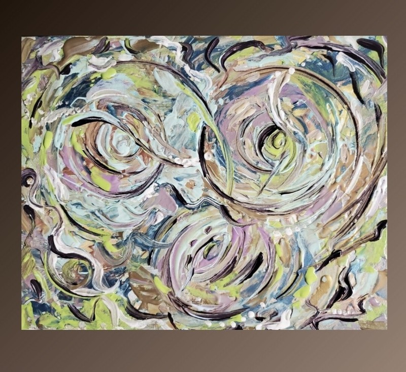ShineGoldenArt, Original Abstract Acrylic Painting "Medicine Drum", 5x7 in. gallery