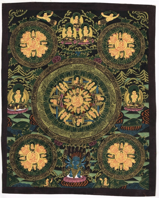 Nepali Thangka Painting Of Buddha Life Circle Art On Cloth 11.5×15 Inches