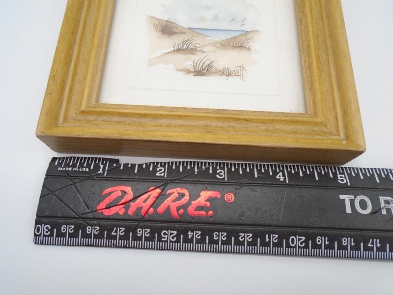 VINTAGE 2 PAT GARNETT BEACH HAND PAINTED WATERCOLOR 5" x 5" gallery
