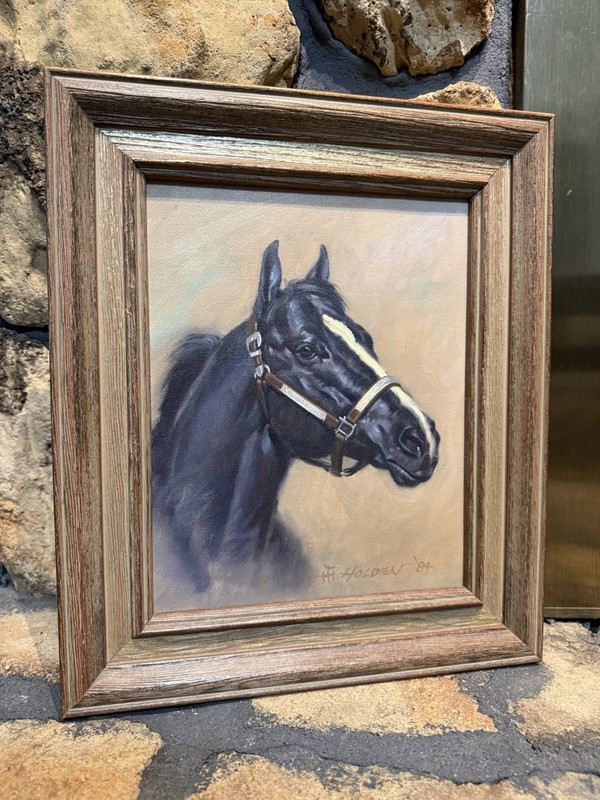 Harold Holden Original Oil Painting Black Horse Enid Oklahoma Cowboy Artist