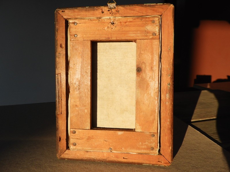 1895 small Oil Painting in Lacquer Frame 18x13.5cm Signed Monogram A.W. Spreewald costume gallery