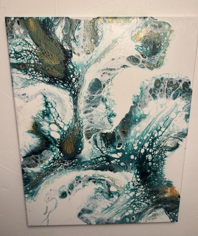 Abstract Marble Acrylic Pour Fluid Painting Canvas Wall Art 12×16 Inches