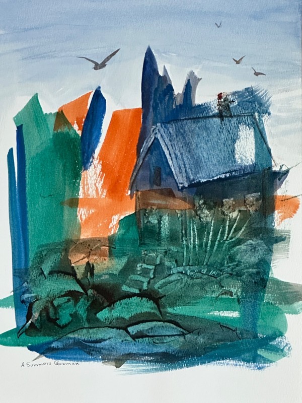 ALICE GUZMAN ORIGINAL WATERCOLOR PAINTING 15″ X 11″ NEW MEXICO ARTIST 1980’S