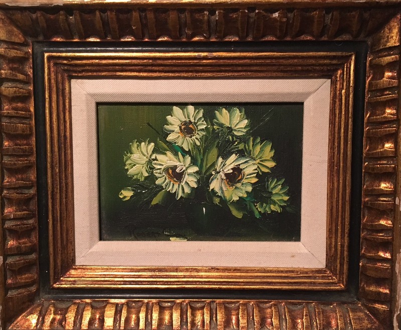 Two Robert Cox (2) Signed Floral PaintIngs Unusual Size Matching Frames gallery