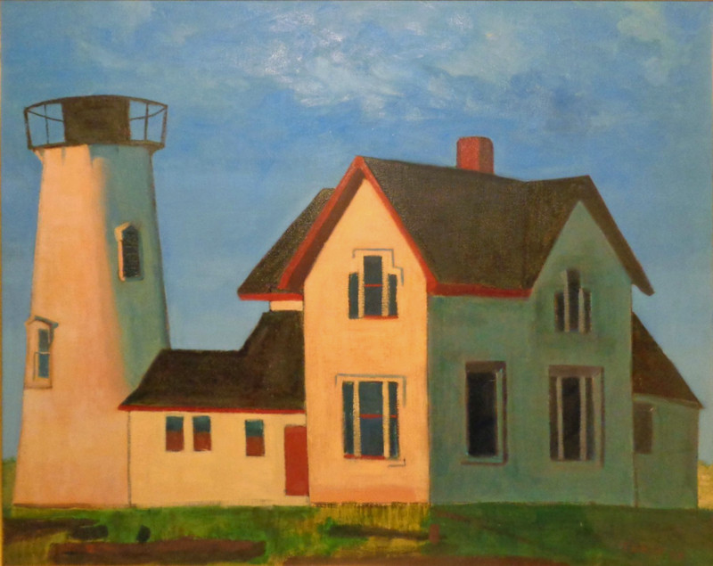 TOBIN, 1957 EASTERN POINT LIGHTHOUSE, CAPE ANN GLOUCESTER MA VINT SGND O/B, FRMD gallery