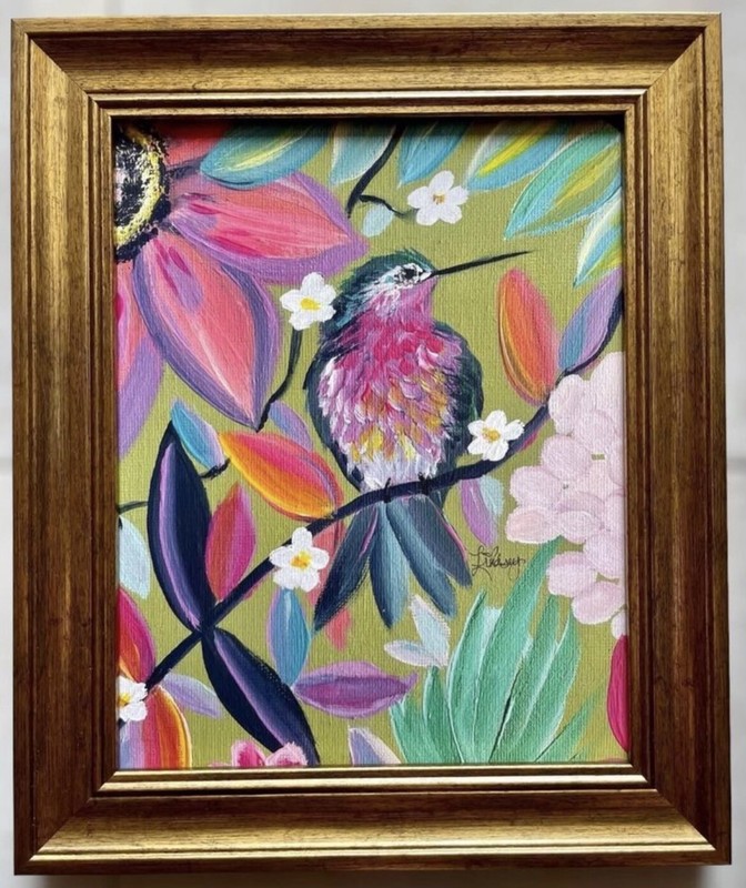Hummingbird Botanical framed print by the artist, me! lilly Pulitzer inspired gallery