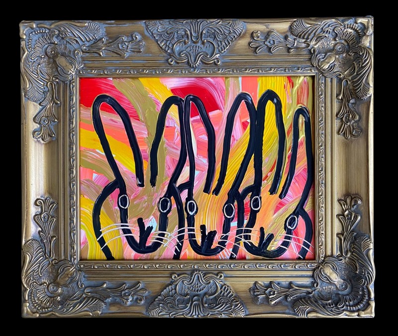 HUNT SLONEM BUNNYS  FRAMED
