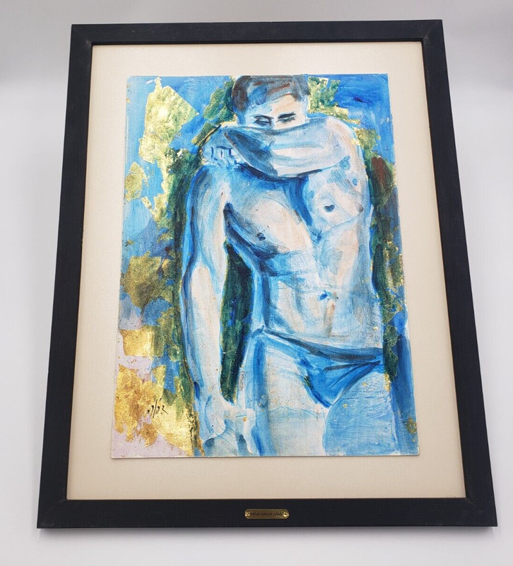 Mohammed Kabawwa -Male Physique SYR Fine Arts framed Original painting 26″ x 21″