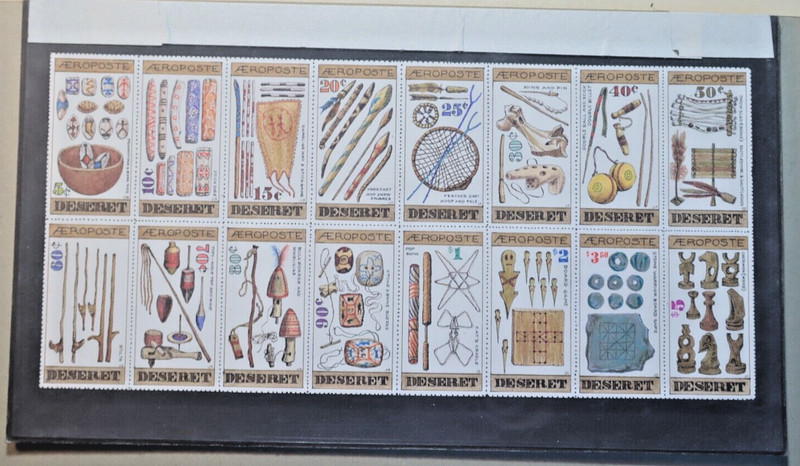 16 Hand Painted Stamp Designs on board ca. 1960s stamps gallery