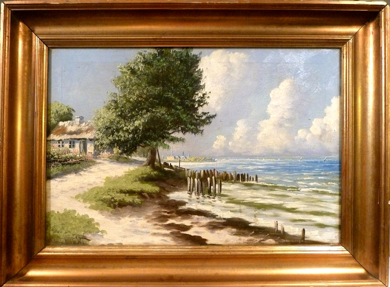 JOHANNES LANGE! COAST LANDSCAPE WITH VIEW TO KRONBORG CASTLE.