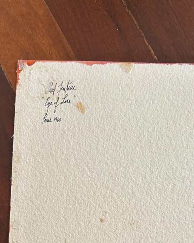 Paul Jenkins “Eye of Love” Watercolor on Paper, Signed Front & Verso, Paris 1960 gallery