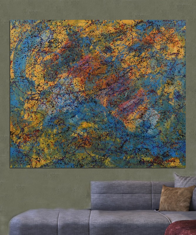 Jackson Pollock style Professional￼ Artist Canvas￼ painting￼ 72”X60”Abstract,6ft gallery