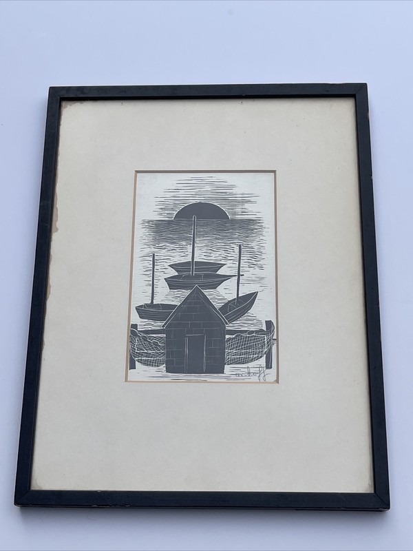 MARGO HOFF PAINTING ANTIQUE NAUTICAL WPA ERA 1930'S DRAWING FAMOUS MODERNIST gallery