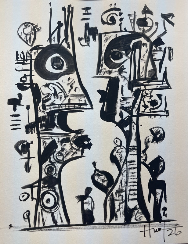 Original and Unique Abstract Art Painting Acrylic On Paper Artwork 9×12 ooak