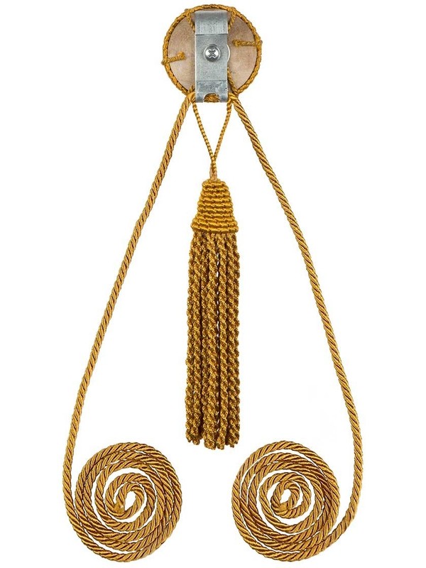 Victorian Rosette Tassel Picture Rail Moulding Corded Art Hanger w/ Hook Ivory gallery