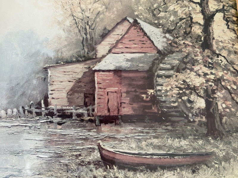 Robert William Wood "The Old Mill" Vintage Framed 11"x13" Art Print Under Glass gallery