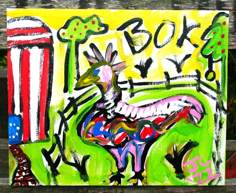 SPLIT CHICKEN BOK Jr CHARLIE FAST OUTSIDER POLITICAL FOLK POP ART FARM TAXIDERMY