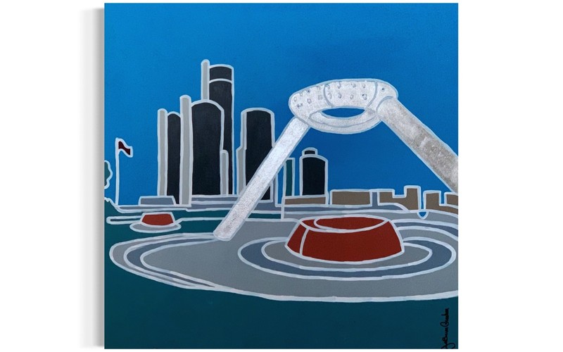 Original hand painted Detroit Hart Plaza.