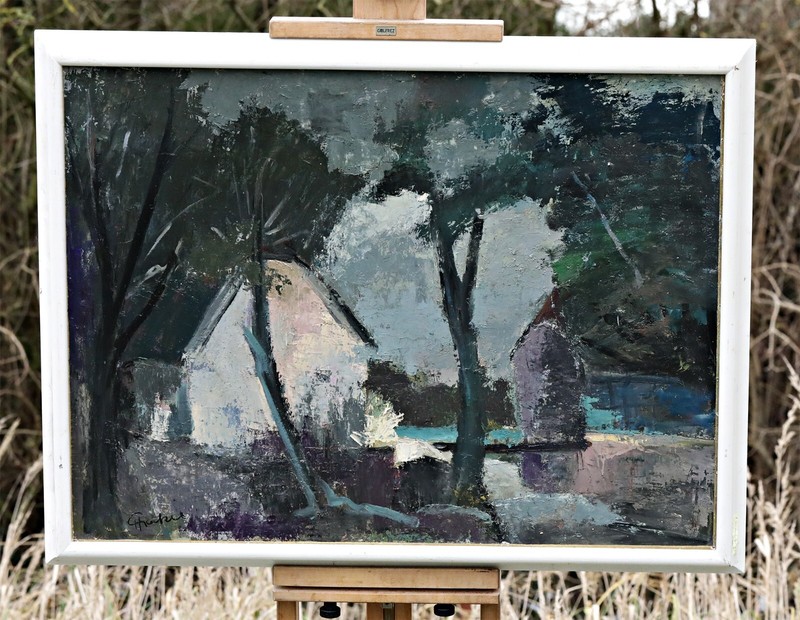 Helmut Gockel Signed Original Oil on Wood Landscape Painting, Framed OOAK gallery
