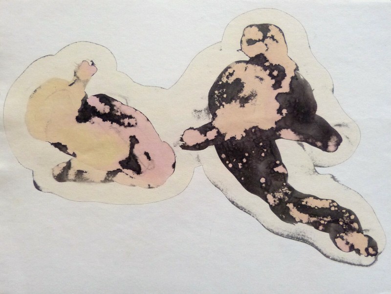 STUDY OF CHARACTERS ink drawing original ART directly from artist 24×32 cm