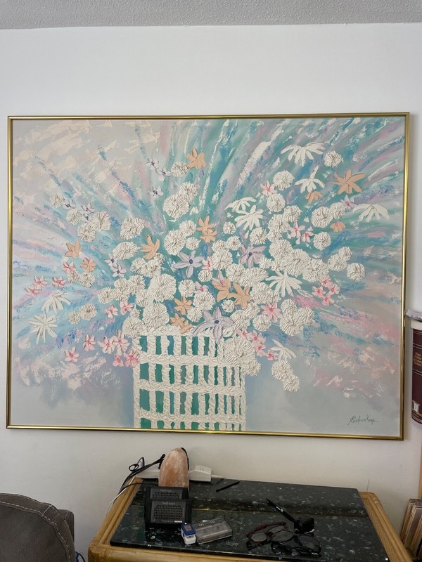 Excellent condition Stephen Kaye Floral Oil on Canvas 4′ x 5′