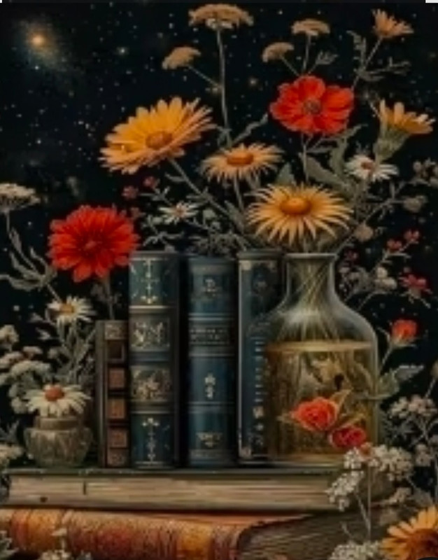 DIY Books and Flowers Diamond Painting Kit (30×40 cm) A49