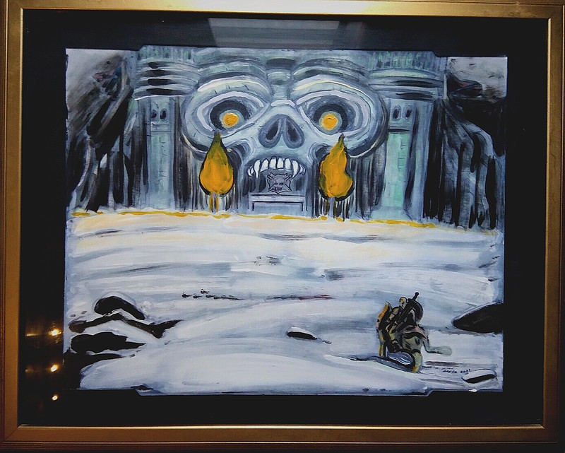 HE-MAN MASTERS OF THE UNIVERSE ORIGINAL GOLD FRAMED & MATTED PAINTING WALL ART !