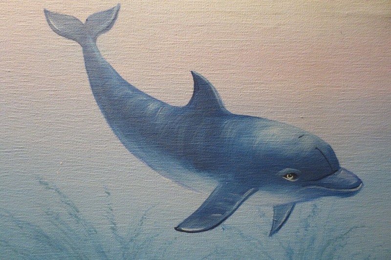 LOW PRICE 24"X20 SIGNED, LOIS T "DOLPHIN SEA LANDSCAPE” ORIG OIL PAINTING CANVAS gallery