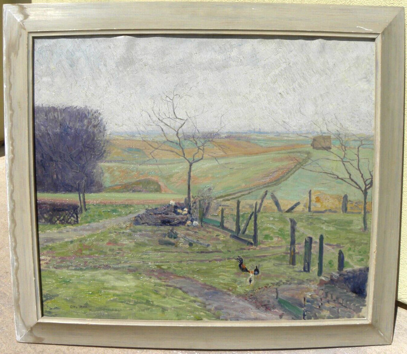 Otto Marx 1887-1962 German art 1912 rural impressionist farm landscape painting