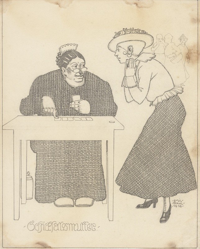 1916 «Schicksalsmutter» Fortuneteller ORIGINAL ART by Emil Stahl SIMPLICISSIMUS