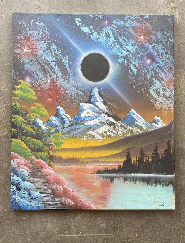 Colorful Sci-fi Space Spray Paint Art Canvas – 20x24in. – 2021
