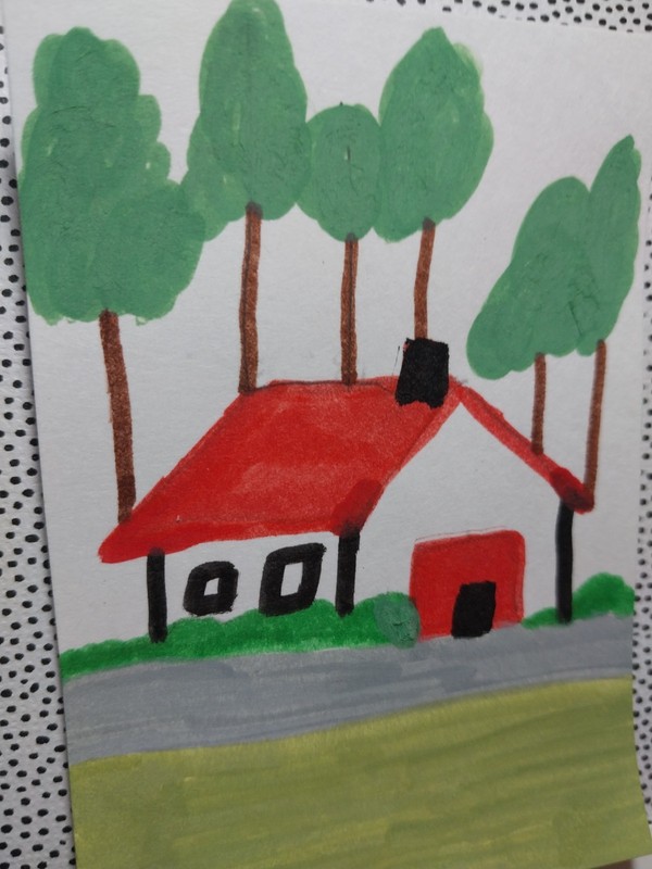 GAT MODERN ORIGINAL █PAINTING█ Farm House Landscape █IMPRESSIONIST█ 16×20