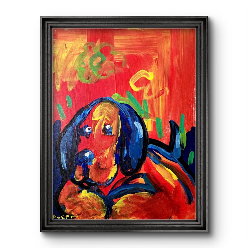 Abstract Expressionism Original Painting Dog 16×12 Fine Art Canvas Decor