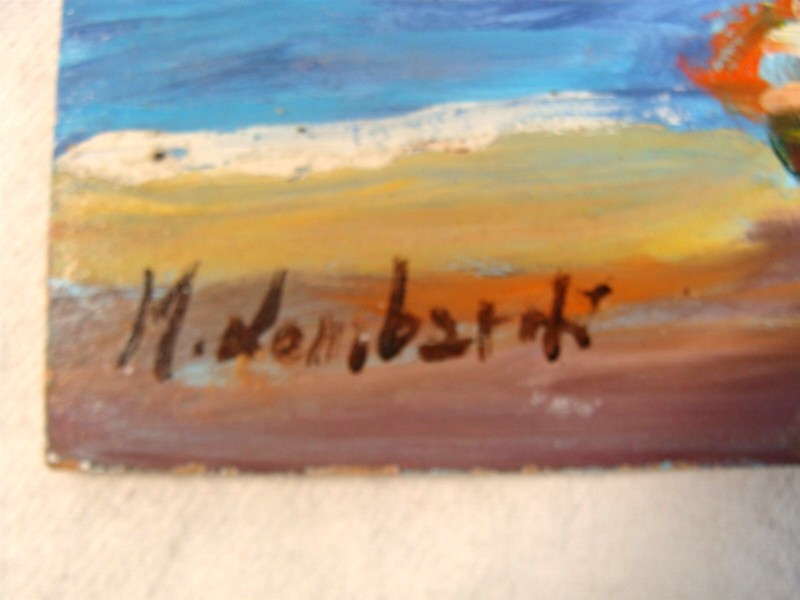 Vintage Signed M Lombardi Island Castle Seascape O/B Painting gallery