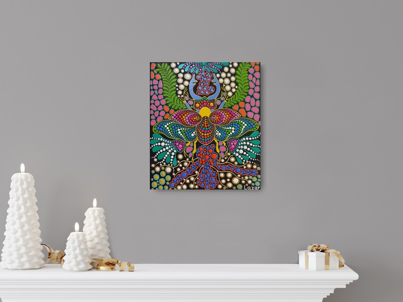 Original Colorful Beetle art Wildlife Insects artwork Botanical art Bugs artwork gallery
