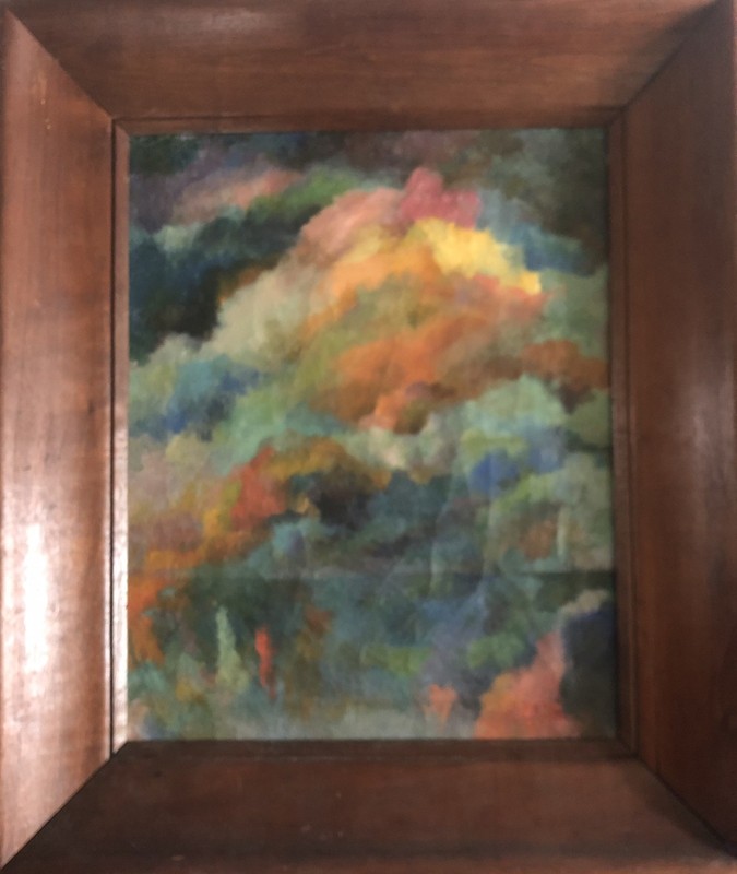 GRACE WOOD HERRING (1908-1992) "Atomic World” Ca 1950 Oil Abstract Framed gallery