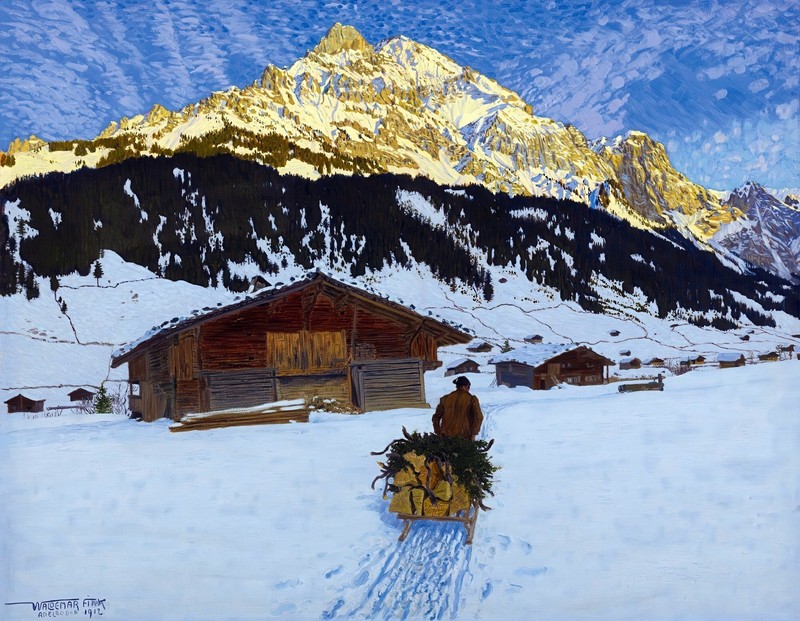 Waldemar Fink Adelboden Painting Reproduction – Giclee Canvas/Paper/Stretched