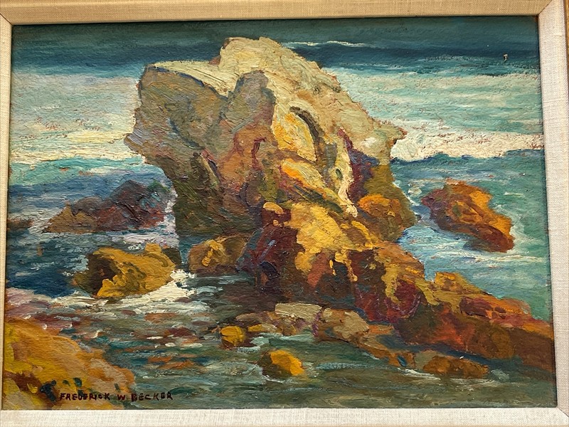 FREDERICK BECKER ANTIQUE LANDSCAPE PAINTING AMERICAN PLEIN AIR COASTAL BEACH gallery