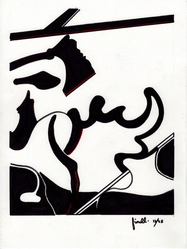 FINELLI ORIGINAL ARTWORK Ink on Paper 9x12 ABSTRACT Feeling Decor Home COA G6W gallery