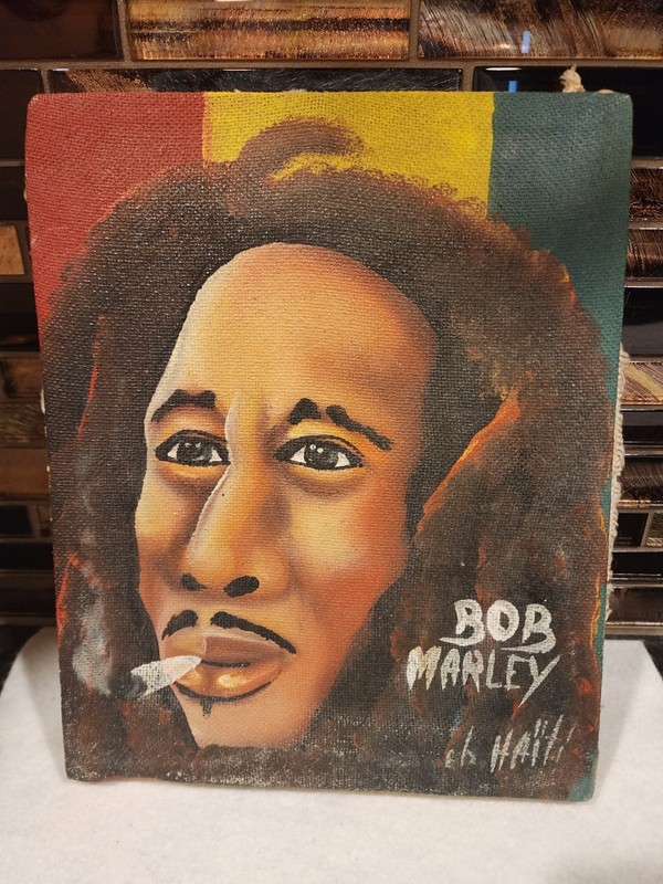 Vintage Haitian Bob Marley Folk Art Painting 8×10 Canvas on Wood 1970-80’s