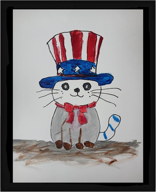 Expressionism/Abstract Kitty America 11 x 14 Signed Colorful Street Art Painting
