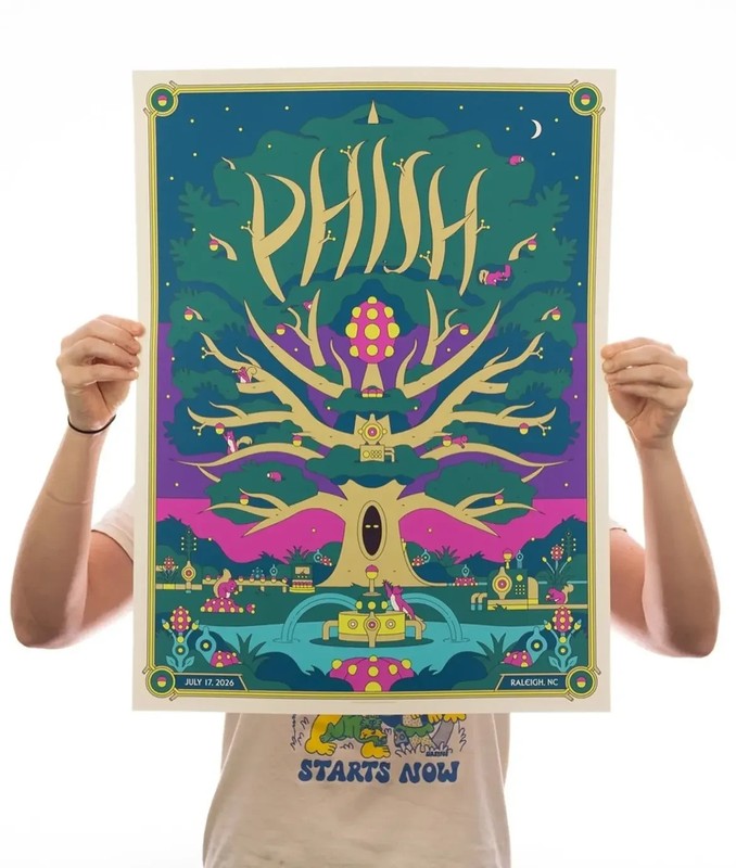 Phish Poster Raleigh NC 2026 Concert Tour Gig Art Print Wall Decor