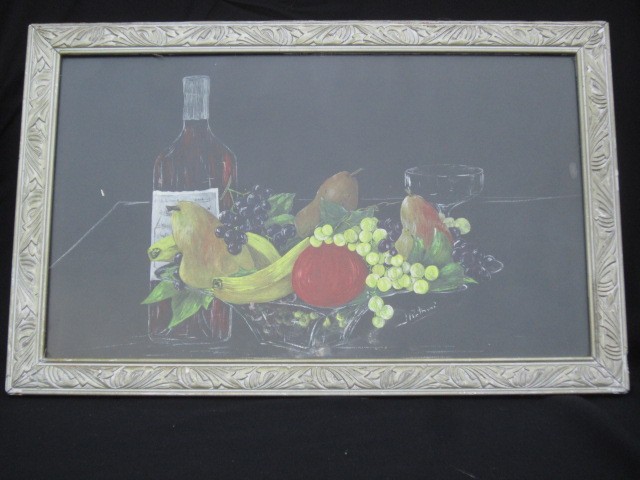 Antique Painting On Silk " Frame Wood Grey gallery