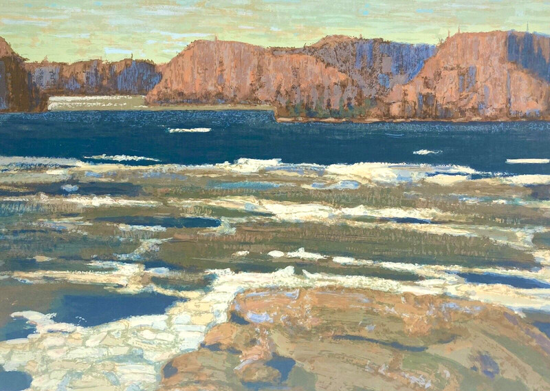1945 Tom Thomson Utah Landscape Shadows Bold Painting Americana USA Mid-Century